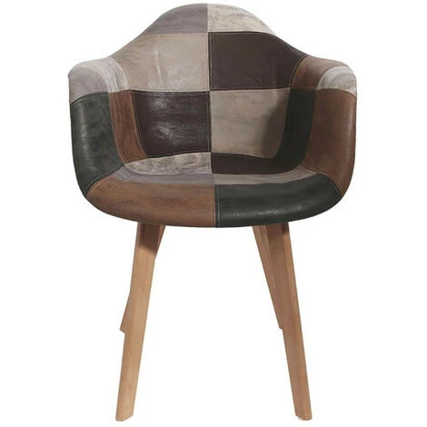 THE HOME DECO FACTORY Lot De 4 Fauteuils En Bois Et Simili Cuir Home Deco Factory 5 THE HOME DECO FACTORY Lot De 4 Fauteuils En Bois Et Simili Cuir Home Deco Factory – Image 3