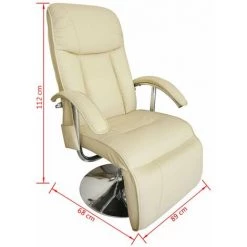HAPPYSHOPPING Fauteuil De Massage Blanc Creme Similicuir -Pas Cher Fauteuil Magasin 39696963 3