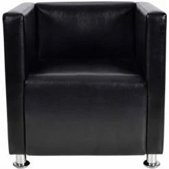 HAPPYSHOPPING Fauteuil Cube Noir Similicuir -Pas Cher Fauteuil Magasin 39696974 2
