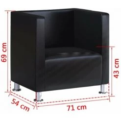 HAPPYSHOPPING Fauteuil Cube Noir Similicuir -Pas Cher Fauteuil Magasin 39696974 5