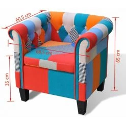 HAPPYSHOPPING Fauteuil Avec Design De Patchwork Tissu 8 HAPPYSHOPPING Fauteuil Avec Design De Patchwork Tissu -Pas Cher Fauteuil Magasin 39697131 2