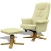 HAPPYSHOPPING Fauteuil Avec Repose-pied Blanc Creme Similicuir -Pas Cher Fauteuil Magasin 39697144 1