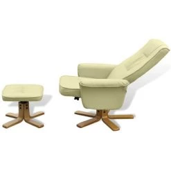 HAPPYSHOPPING Fauteuil Avec Repose-pied Blanc Creme Similicuir 9 HAPPYSHOPPING Fauteuil Avec Repose-pied Blanc Creme Similicuir -Pas Cher Fauteuil Magasin 39697144 3
