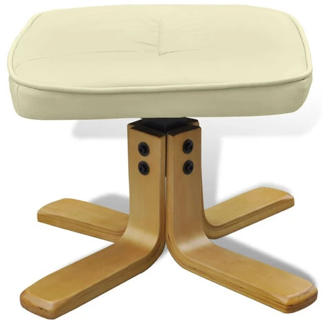 HAPPYSHOPPING Fauteuil Avec Repose-pied Blanc Creme Similicuir 7 HAPPYSHOPPING Fauteuil Avec Repose-pied Blanc Creme Similicuir – Image 5