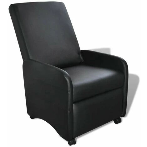 HAPPYSHOPPING Fauteuil Pliable Noir Similicuir 3 HAPPYSHOPPING Fauteuil Pliable Noir Similicuir