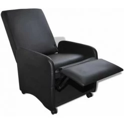 HAPPYSHOPPING Fauteuil Pliable Noir Similicuir 8 HAPPYSHOPPING Fauteuil Pliable Noir Similicuir -Pas Cher Fauteuil Magasin 39697769 2