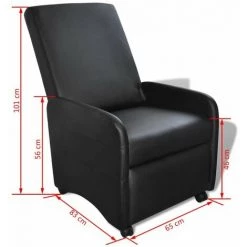HAPPYSHOPPING Fauteuil Pliable Noir Similicuir 11 HAPPYSHOPPING Fauteuil Pliable Noir Similicuir -Pas Cher Fauteuil Magasin 39697769 5