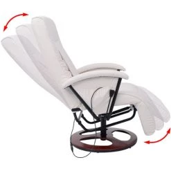HAPPYSHOPPING Fauteuil De Massage Shiatsu Blanc Similicuir -Pas Cher Fauteuil Magasin 39698362 3