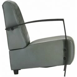 HAPPYSHOPPING Fauteuil Gris Cuir Veritable -Pas Cher Fauteuil Magasin 39701973 3
