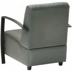 HAPPYSHOPPING Fauteuil Gris Cuir Veritable -Pas Cher Fauteuil Magasin 39701973 4