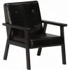 HAPPYSHOPPING Fauteuil Noir Cuir Veritable -Pas Cher Fauteuil Magasin 39703989 1