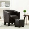 HAPPYSHOPPING Fauteuil Avec Repose-pied Marron Fonce Similicuir 1 HAPPYSHOPPING Fauteuil Avec Repose-pied Marron Fonce Similicuir -Pas Cher Fauteuil Magasin 39704426 1