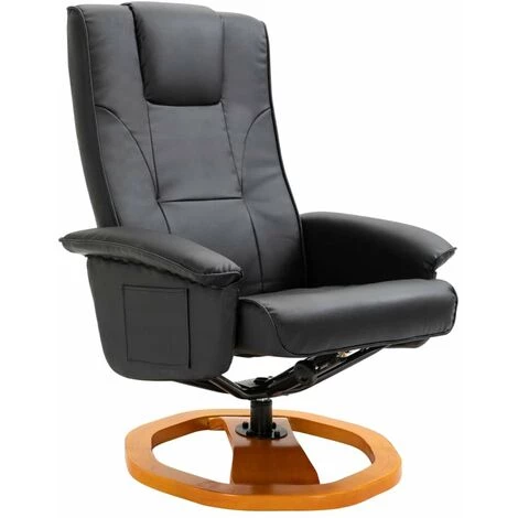 HAPPYSHOPPING Fauteuil TV Pivotant Avec Repose-pied Noir Similicuir 5 HAPPYSHOPPING Fauteuil TV Pivotant Avec Repose-pied Noir Similicuir – Image 3