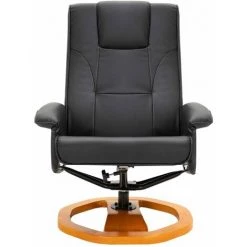 HAPPYSHOPPING Fauteuil TV Pivotant Avec Repose-pied Noir Similicuir 10 HAPPYSHOPPING Fauteuil TV Pivotant Avec Repose-pied Noir Similicuir -Pas Cher Fauteuil Magasin 39704705 4
