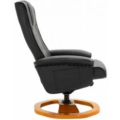 HAPPYSHOPPING Fauteuil TV Pivotant Avec Repose-pied Noir Similicuir 11 HAPPYSHOPPING Fauteuil TV Pivotant Avec Repose-pied Noir Similicuir -Pas Cher Fauteuil Magasin 39704705 5