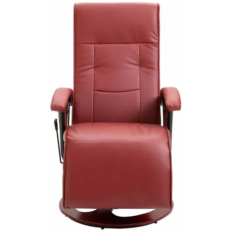 HAPPYSHOPPING Fauteuil TV Pivotant Rouge Bordeaux Similicuir 5 HAPPYSHOPPING Fauteuil TV Pivotant Rouge Bordeaux Similicuir – Image 3