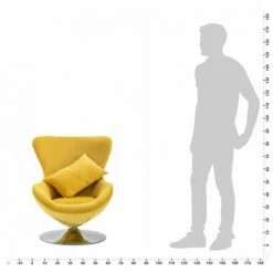 HAPPYSHOPPING Fauteuil Pivotant En Forme D’œuf Avec Coussin Jaune Velours -Pas Cher Fauteuil Magasin 39704810 2