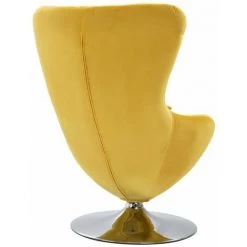 HAPPYSHOPPING Fauteuil Pivotant En Forme D’œuf Avec Coussin Jaune Velours -Pas Cher Fauteuil Magasin 39704810 5