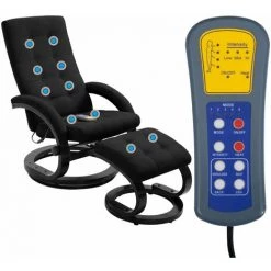 HAPPYSHOPPING Fauteuil De Massage Avec Repose-pieds Noir Tissu En Daim -Pas Cher Fauteuil Magasin 39704840 3