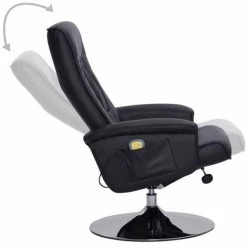 HAPPYSHOPPING Fauteuil De Massage Avec Repose-pied Noir Similicuir -Pas Cher Fauteuil Magasin 39704963 5