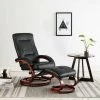 HAPPYSHOPPING Fauteuil Inclinable Avec Repose-pied Noir Similicuir