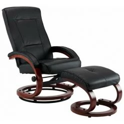 HAPPYSHOPPING Fauteuil Inclinable Avec Repose-pied Noir Similicuir 8 HAPPYSHOPPING Fauteuil Inclinable Avec Repose-pied Noir Similicuir -Pas Cher Fauteuil Magasin 39705023 2