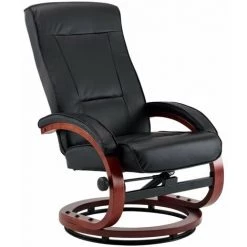 HAPPYSHOPPING Fauteuil Inclinable Avec Repose-pied Noir Similicuir 11 HAPPYSHOPPING Fauteuil Inclinable Avec Repose-pied Noir Similicuir -Pas Cher Fauteuil Magasin 39705023 5