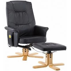 HAPPYSHOPPING Fauteuil De Massage Avec Repose-pieds Noir Similicuir 8 HAPPYSHOPPING Fauteuil De Massage Avec Repose-pieds Noir Similicuir -Pas Cher Fauteuil Magasin 39705166 2