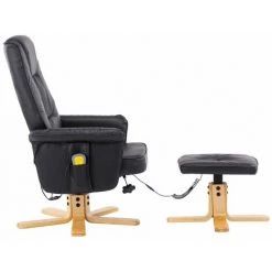 HAPPYSHOPPING Fauteuil De Massage Avec Repose-pieds Noir Similicuir 10 HAPPYSHOPPING Fauteuil De Massage Avec Repose-pieds Noir Similicuir -Pas Cher Fauteuil Magasin 39705166 4