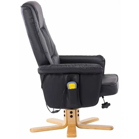 HAPPYSHOPPING Fauteuil De Massage Avec Repose-pieds Noir Similicuir 7 HAPPYSHOPPING Fauteuil De Massage Avec Repose-pieds Noir Similicuir – Image 5