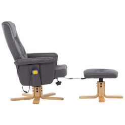 HAPPYSHOPPING Fauteuil De Massage Avec Repose-pieds Gris Similicuir 10 HAPPYSHOPPING Fauteuil De Massage Avec Repose-pieds Gris Similicuir -Pas Cher Fauteuil Magasin 39705171 4