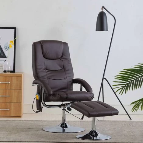 HAPPYSHOPPING Fauteuil De Massage Avec Repose-pied Marron Similicuir 3 HAPPYSHOPPING Fauteuil De Massage Avec Repose-pied Marron Similicuir