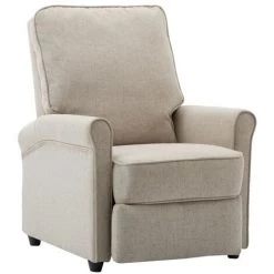 HAPPYSHOPPING Fauteuil Inclinable TV Creme Tissu -Pas Cher Fauteuil Magasin 39705325 2