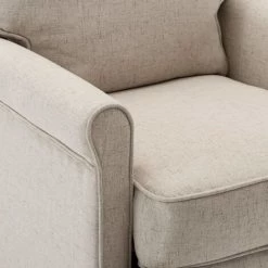 HAPPYSHOPPING Fauteuil Inclinable TV Creme Tissu -Pas Cher Fauteuil Magasin 39705325 3