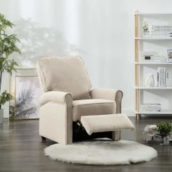 HAPPYSHOPPING Fauteuil Inclinable TV Creme Tissu -Pas Cher Fauteuil Magasin 39705325 4