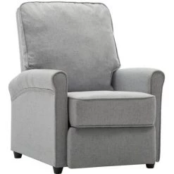 HAPPYSHOPPING Fauteuil Inclinable TV Gris Clair Tissu -Pas Cher Fauteuil Magasin 39705331 2