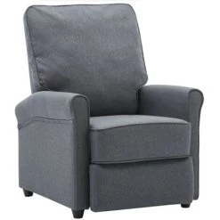 HAPPYSHOPPING Fauteuil Inclinable TV Gris Fonce Tissu -Pas Cher Fauteuil Magasin 39705337 2