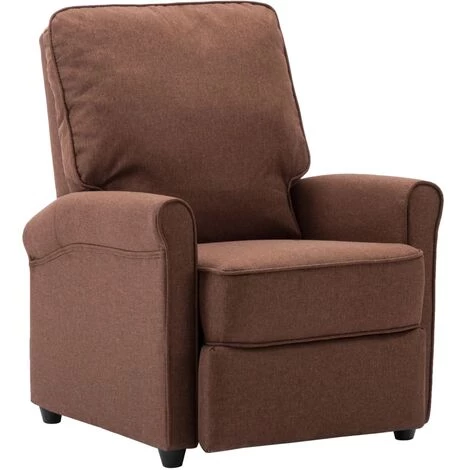 HAPPYSHOPPING Fauteuil Inclinable TV Marron Tissu 4 HAPPYSHOPPING Fauteuil Inclinable TV Marron Tissu – Image 2