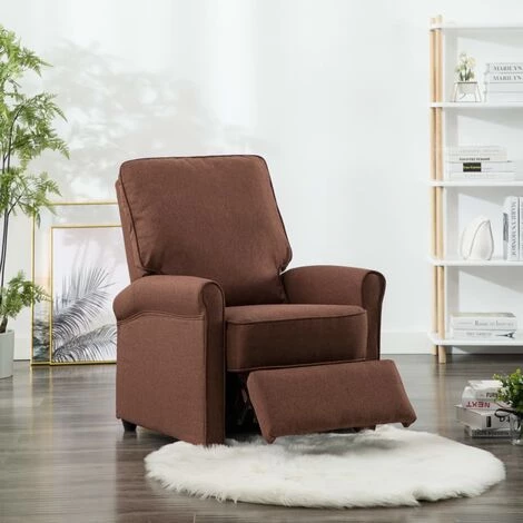 HAPPYSHOPPING Fauteuil Inclinable TV Marron Tissu 6 HAPPYSHOPPING Fauteuil Inclinable TV Marron Tissu – Image 4