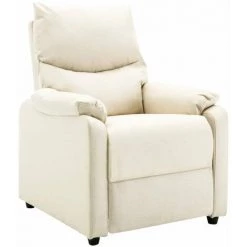 HAPPYSHOPPING Fauteuil TV Creme Tissu -Pas Cher Fauteuil Magasin 39705394 2