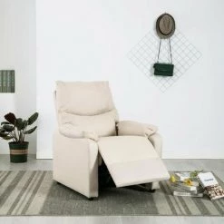 HAPPYSHOPPING Fauteuil TV Creme Tissu -Pas Cher Fauteuil Magasin 39705394 4