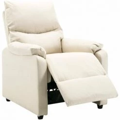 HAPPYSHOPPING Fauteuil TV Creme Tissu -Pas Cher Fauteuil Magasin 39705394 5