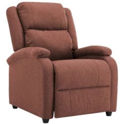HAPPYSHOPPING Fauteuil Inclinable TV Marron Tissu 8 HAPPYSHOPPING Fauteuil Inclinable TV Marron Tissu -Pas Cher Fauteuil Magasin 39705573 2