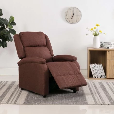 HAPPYSHOPPING Fauteuil Inclinable TV Marron Tissu 5 HAPPYSHOPPING Fauteuil Inclinable TV Marron Tissu – Image 3