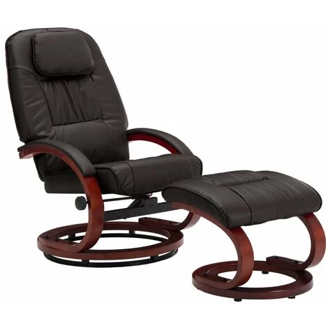 HAPPYSHOPPING Fauteuil Inclinable Avec Repose-pied Marron Similicuir 4 HAPPYSHOPPING Fauteuil Inclinable Avec Repose-pied Marron Similicuir – Image 2