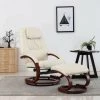 HAPPYSHOPPING Fauteuil Inclinable Avec Repose-pied Blanc Casse Similicuir 2 HAPPYSHOPPING Fauteuil Inclinable Avec Repose-pied Blanc Casse Similicuir -Pas Cher Fauteuil Magasin 39705600 1