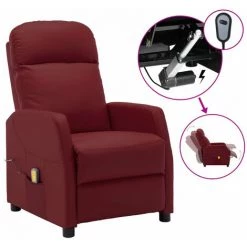 ASUPERMALL Fauteuil Inclinable Electrique De Massage Bordeaux Similicuir