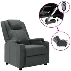 ASUPERMALL Fauteuil Inclinable Electrique Anthracite Similicuir