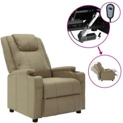 ASUPERMALL Fauteuil Inclinable Electrique Cappuccino Similicuir