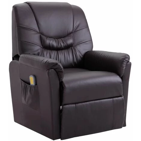 HAPPYSHOPPING Fauteuil Inclinable De Massage Marron Similicuir 3 HAPPYSHOPPING Fauteuil Inclinable De Massage Marron Similicuir
